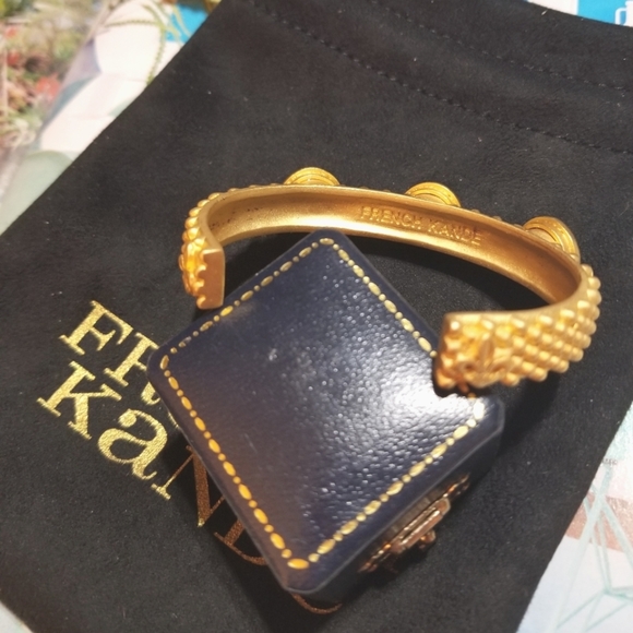 FRENCH KANDE 24K Overlay European Pink Crystal Cuff Bracelet - Picture 2 of 9